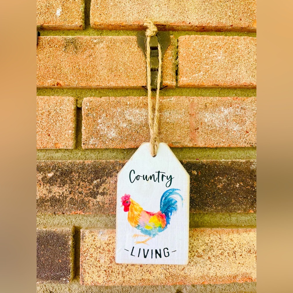 *Country Living Rooster Wood Tag